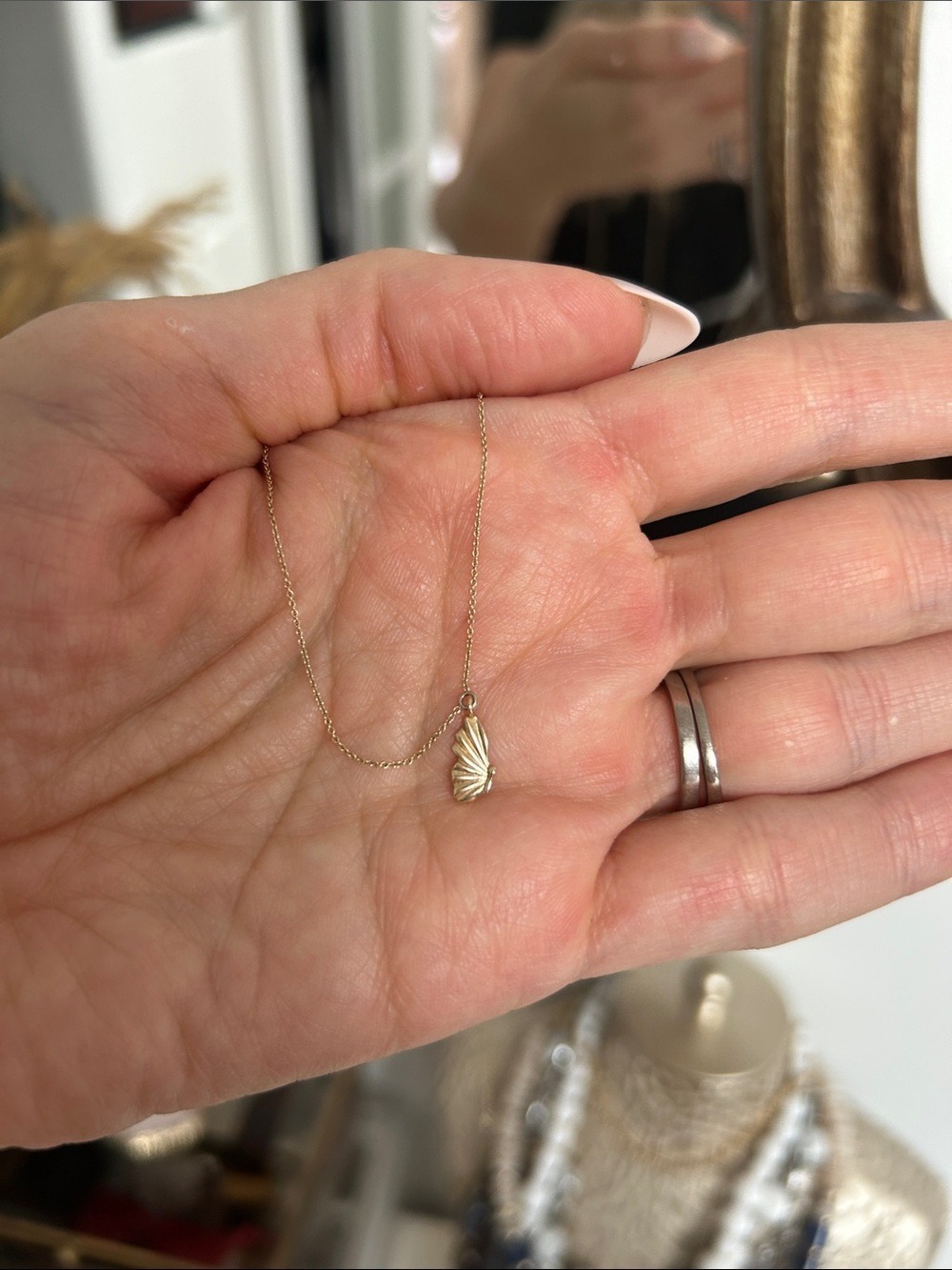 bluboho 10 k yellow Gold butterfly Pendant Necklace